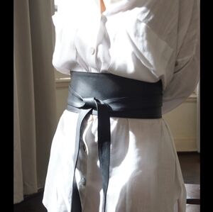 Black Faux Leather Obi Belt